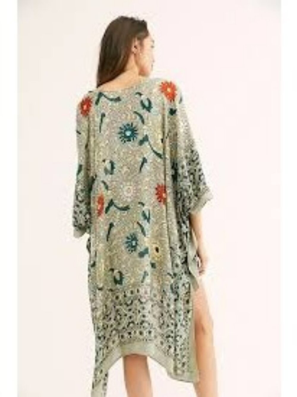Free People Magic Dance Kimono One Size Floral Paisley Boho Hanky Hem Duster